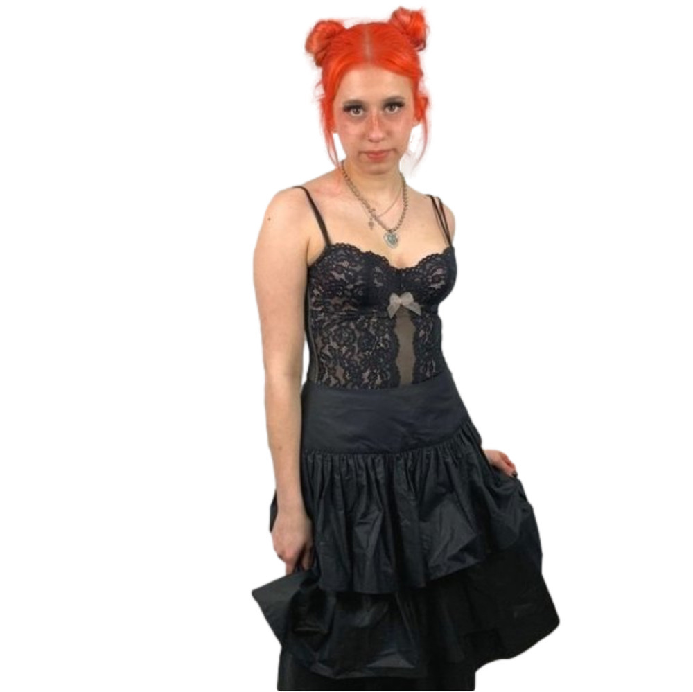 Vintage pat mcdonagh Black Ruffled Skirt - Picture 1 of 8